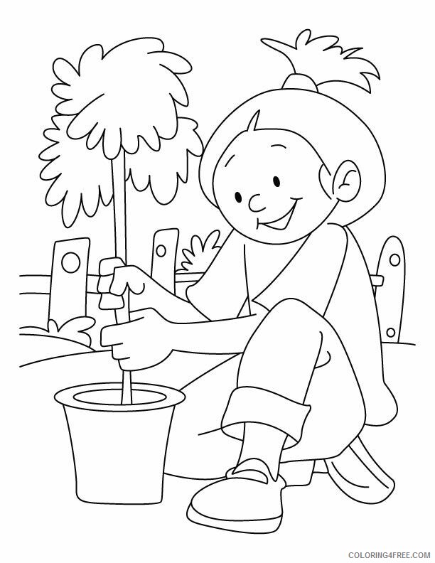 Arbor Day Coloring Pages Printable Sheets A girl planting tree on 2021 a 2275 Coloring4free