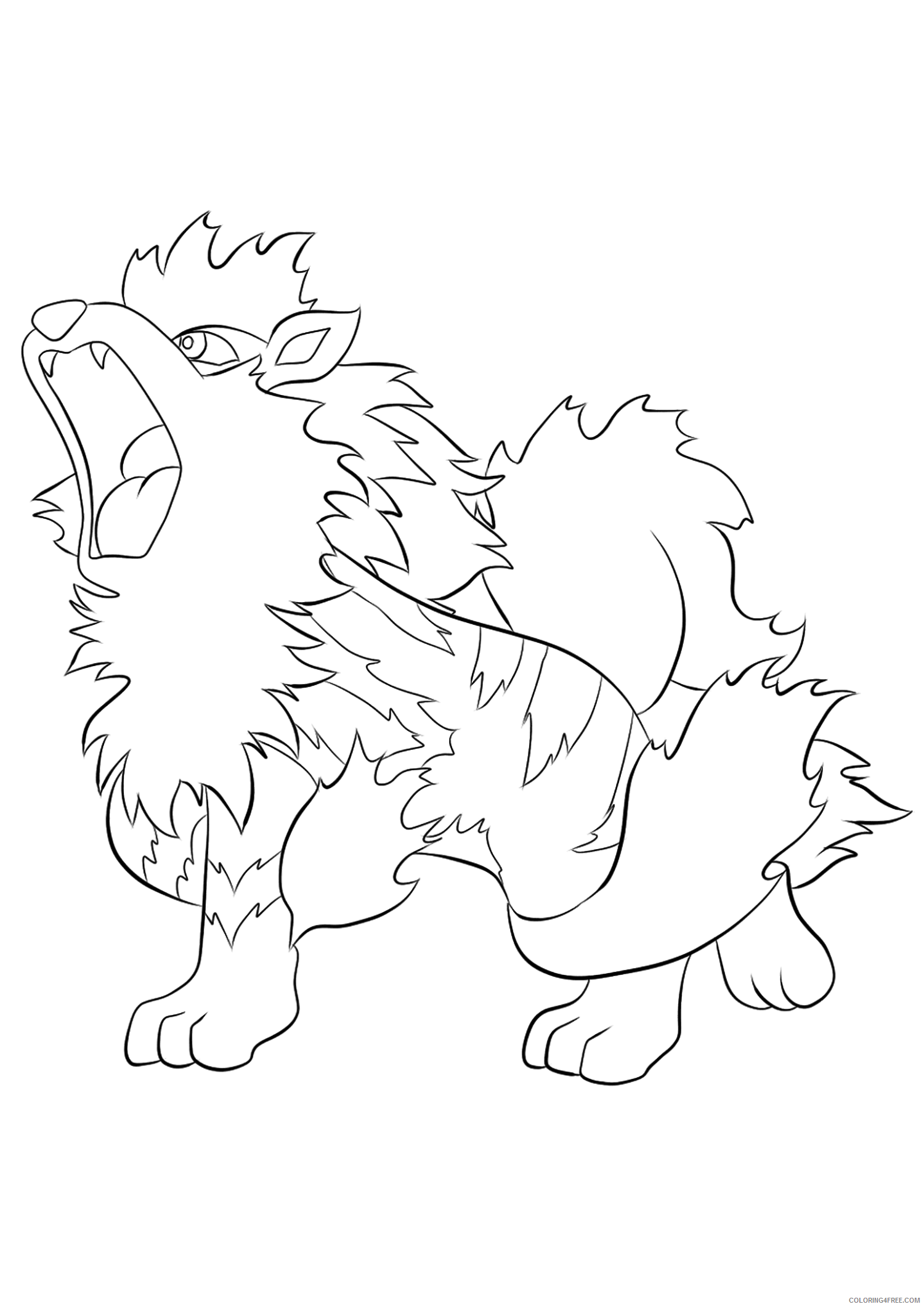 Arcanine Coloring Pages Printable Sheets Arcanine No 59 Pokemon Generation 2021 a 2308 Coloring4free