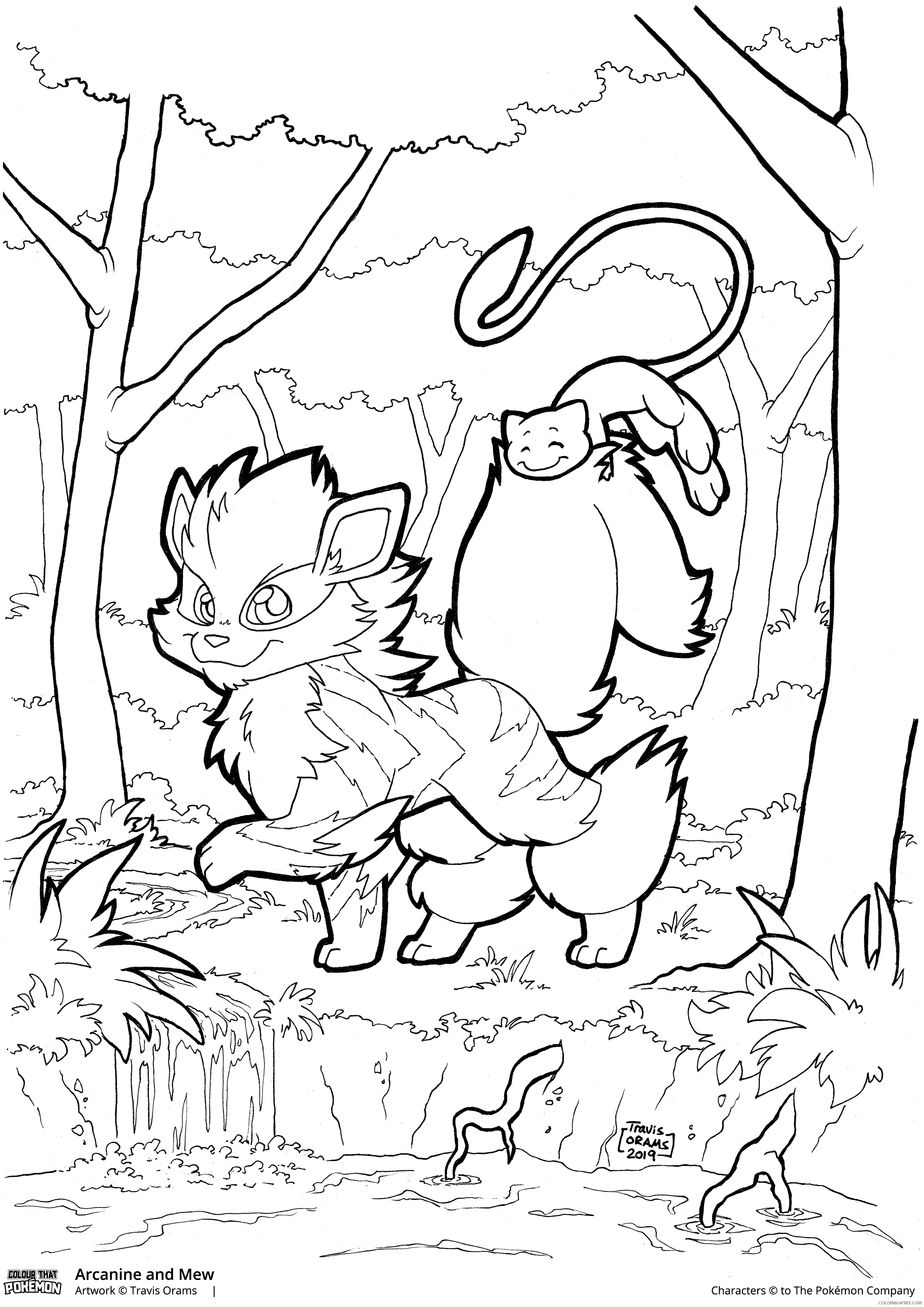 Arcanine Coloring Pages Printable Sheets Arcanine and Mew Pokemon Coloring 2021 a 2306 Coloring4free