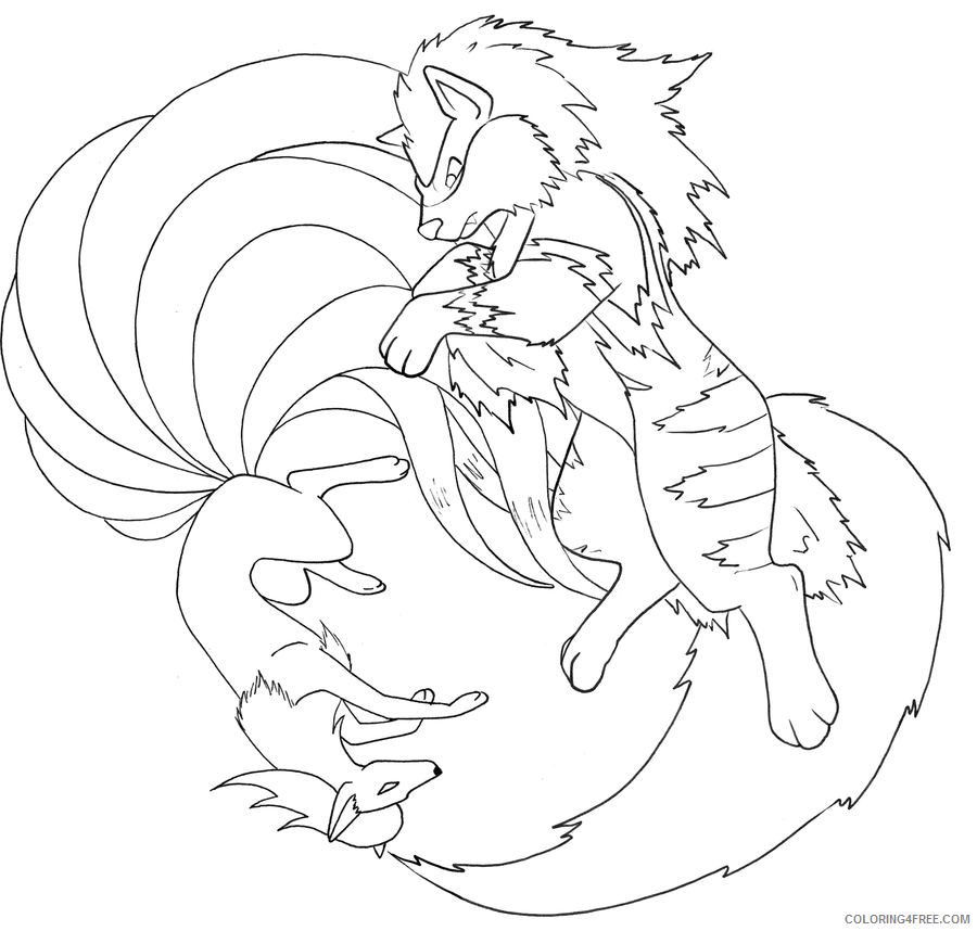 Arcanine Coloring Pages Printable Sheets Ninetales and Arcanine LINE by 2021 a 2312 Coloring4free