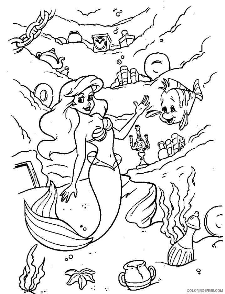 Arial the Mermaid Printable Sheets Ariel And Flounder Playing Together 2021 a 2398 Coloring4free