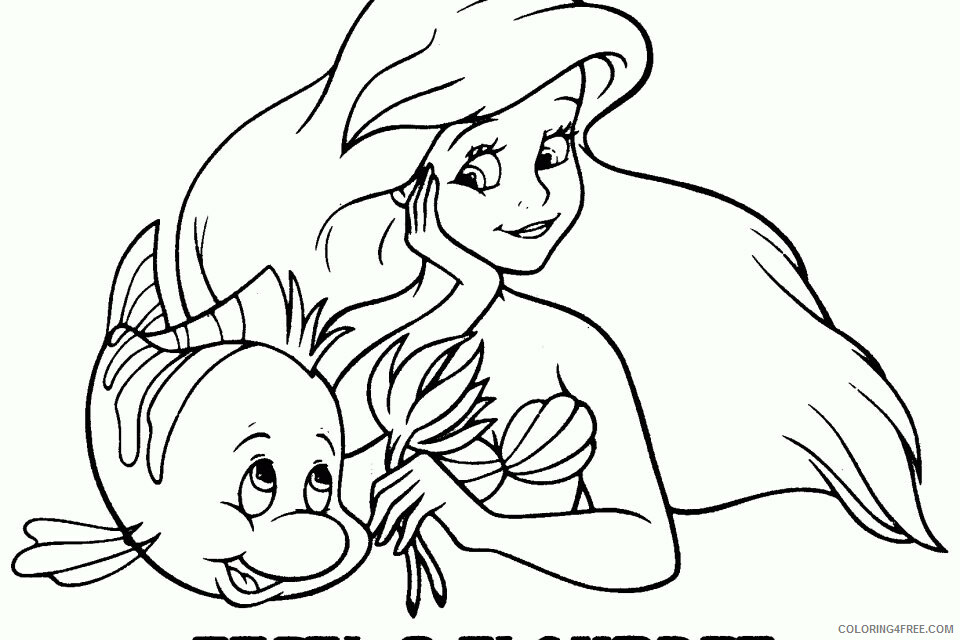 Ariel Color Printable Sheets Ariel And Flounder Pages 2021 a 2448 Coloring4free