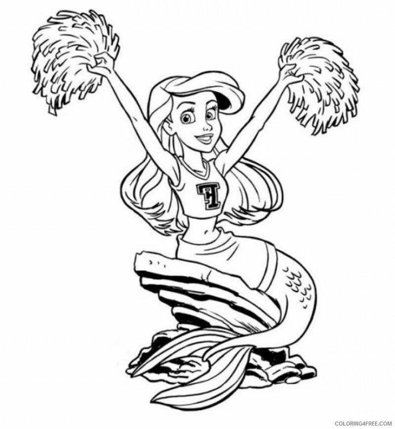 Ariel Coloring Book Printable Sheets Ariel As Cheerleader Disney Princess 2021 a 2476 Coloring4free