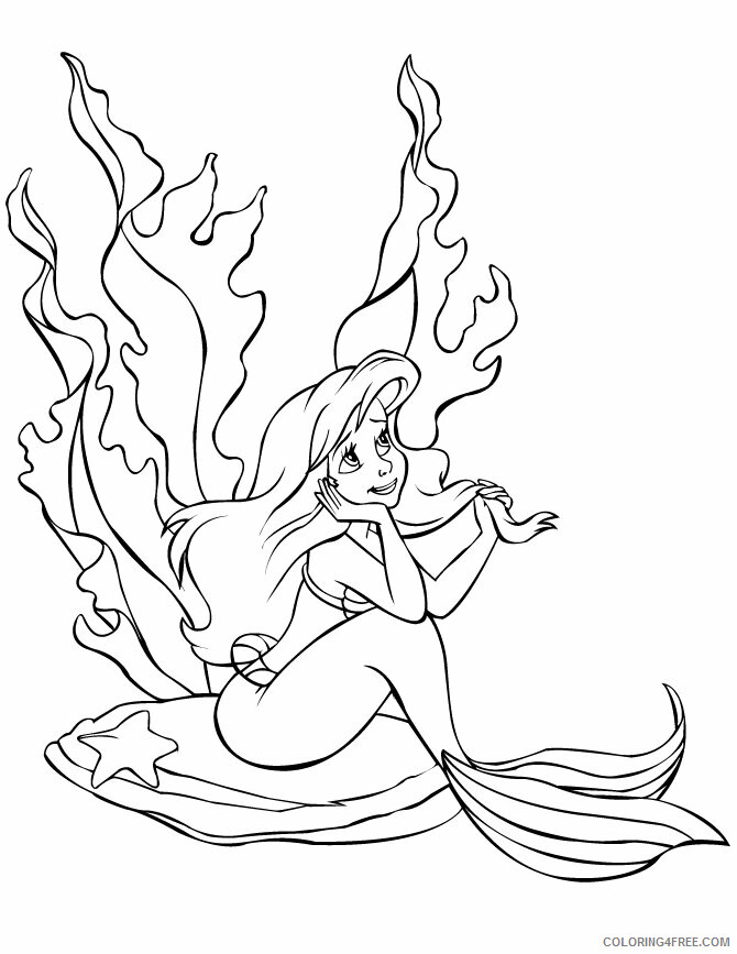 Ariel Coloring Page Printable Sheets Pretty Little Mermaid Ariel Coloring 2021 a 2514 Coloring4free