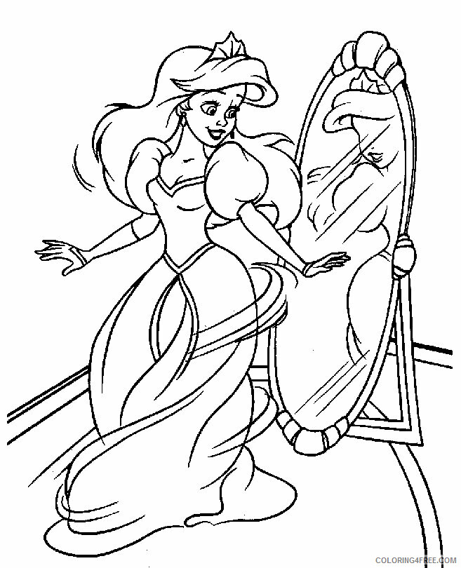 Ariel Coloring Pages for Kids Printable Sheets Ariel in a Beautiful Dress 2021 a 2536 Coloring4free