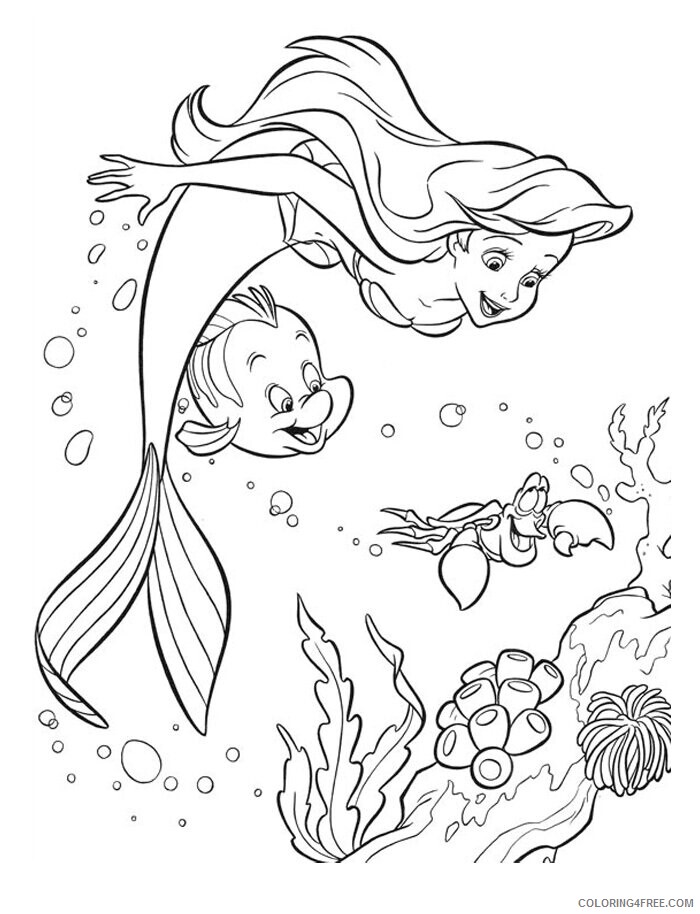 Ariel Little Mermaid Coloring Pages Printable Sheets Mermaid Ariel Sebastian 2021 a 2614 Coloring4free