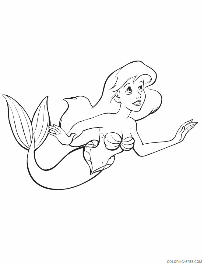 Ariel Little Mermaid Coloring Pages Printable Sheets Mermaid Ariel Swimming 2021 a Coloring4free