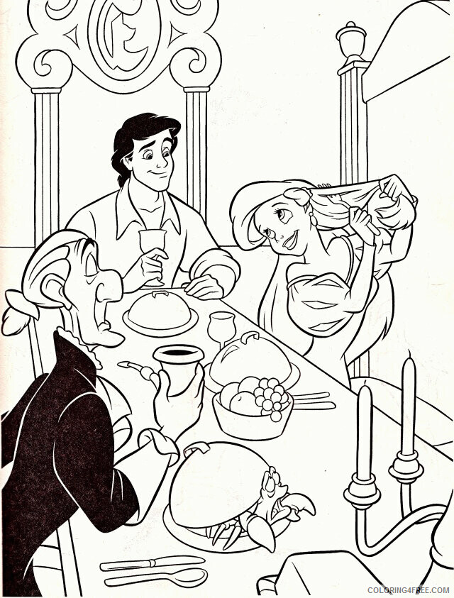 Ariel and Eric Coloring Pages Printable Sheets Walt Disney Sir 2021 a 2438 Coloring4free
