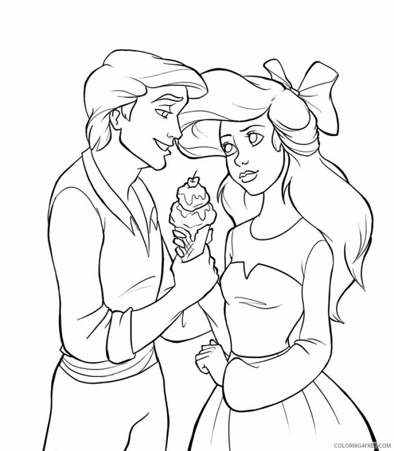 Ariel and Eric Coloring Pages Printable Sheets ariel and eric pages 2021 a 2426 Coloring4free