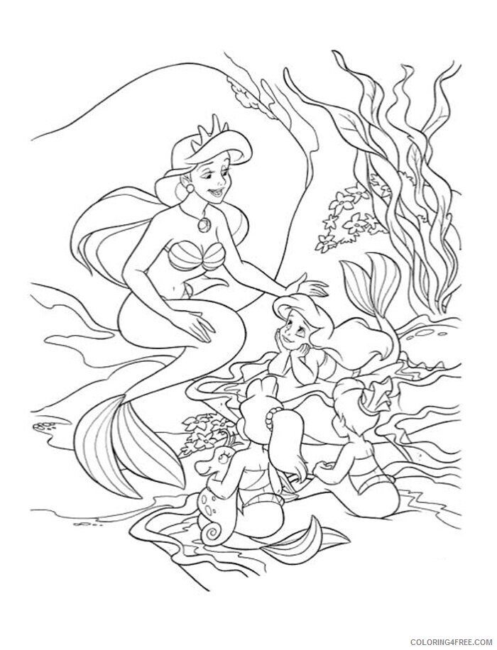 Ariel and Her Sisters Coloring Pages Printable The Little Mermaid Queen Athena 2021 a Coloring4free