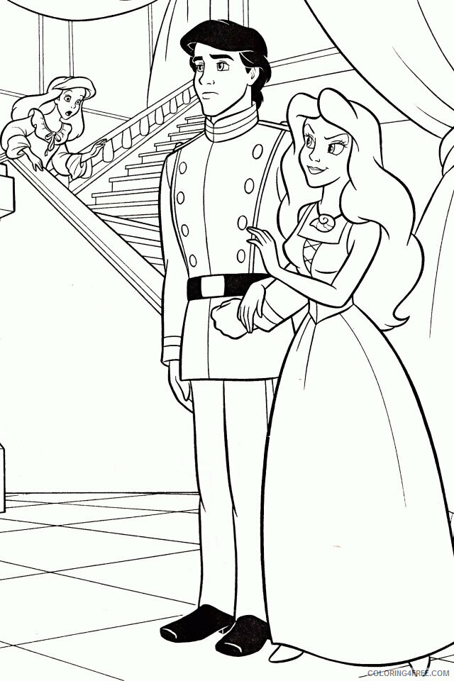 Ariel and Prince Eric Coloring Pages Printable Sheets Ariel And Prince Eric Coloring 2021 a Coloring4free