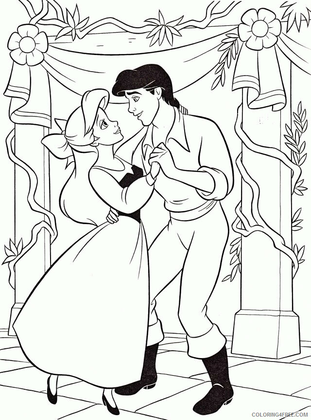 Ariel and Prince Eric Coloring Pages Printable Sheets Disney Online Disney 2021 a 2445 Coloring4free