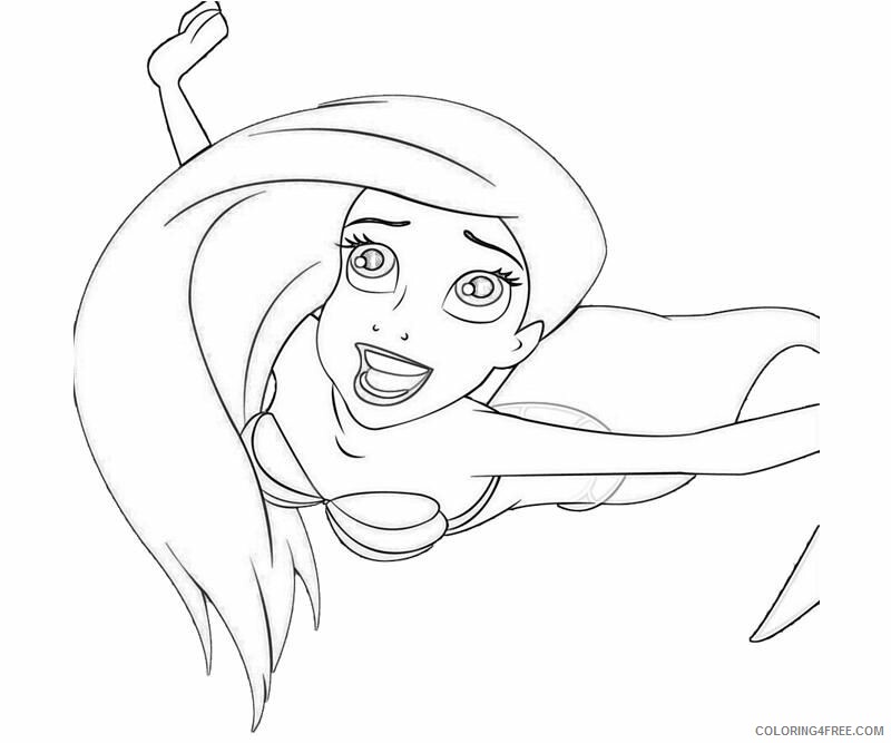 Ariel the Mermaid Coloring Pages Printable Sheets Little Ariel Smile Tubing 2021 a Coloring4free
