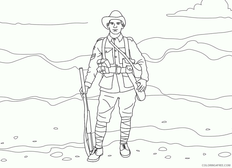 Army Coloring Printable Sheets ANZAC Colouring 67577 Soldier 2021 a 2837 Coloring4free