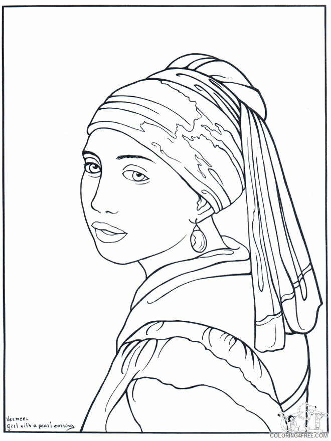 Art Coloring Printable Sheets Painter Vermeer Art pages 2021 a 3073 Coloring4free