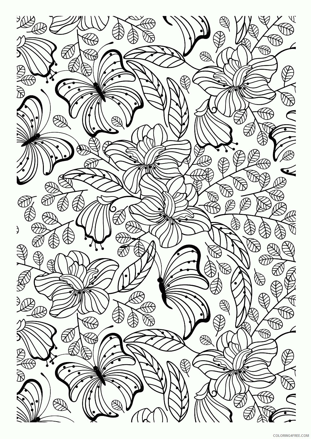 Art Nouveau Butterfly Coloring Page Printable Sheets Insect for adults 2021 a 3102 Coloring4free