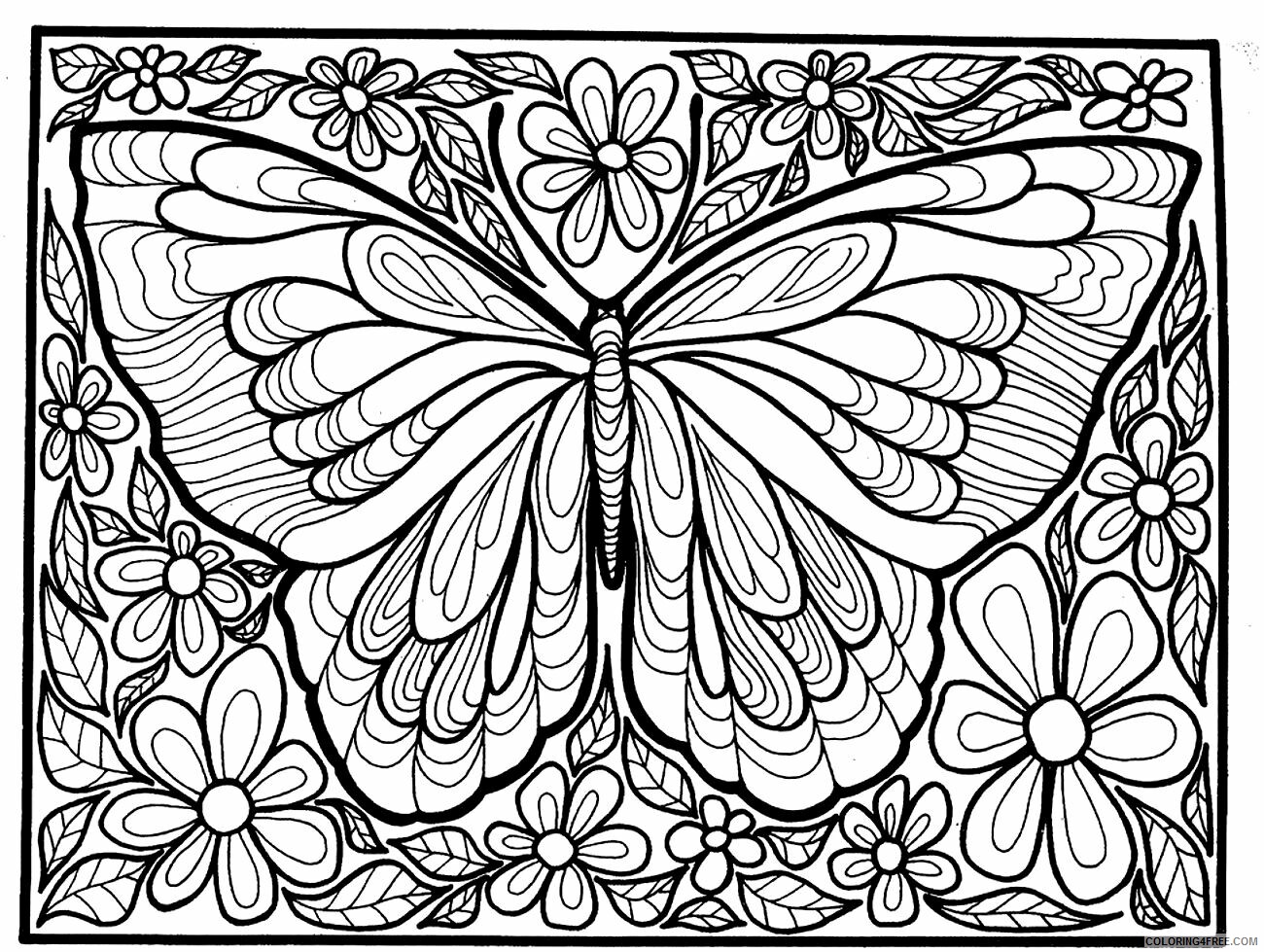 Art Nouveau Butterfly Coloring Page Printable Sheets Insect for adults 2021 a 3103 Coloring4free