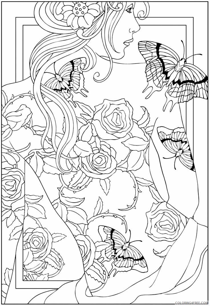 Art Nouveau Butterfly Coloring Page Printable Sheets for Grown Ups 2021 a 3093 Coloring4free
