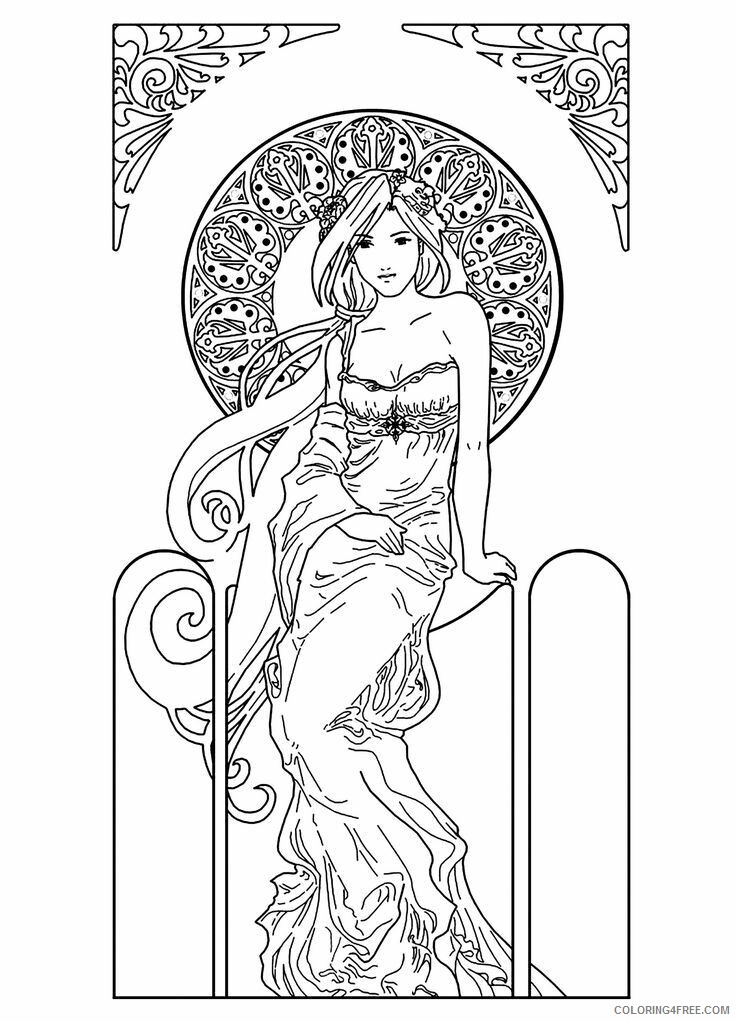 Art Nouveau Butterfly Coloring Page Printable Sheets pictures For Adults 2021 a 3094 Coloring4free