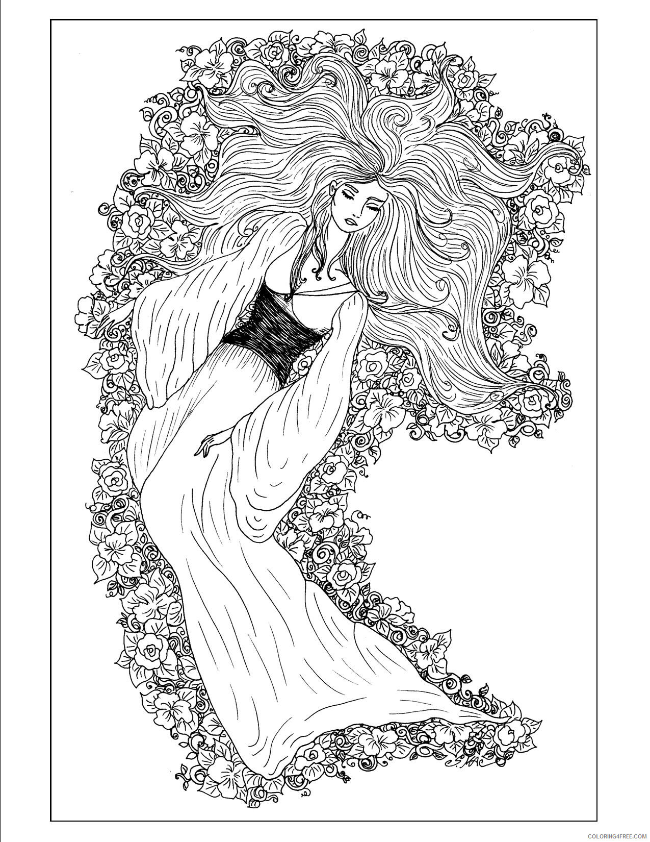 Art Nouveau Coloring Page Printable Sheets Art Nouveau S 2021 a 3119 Coloring4free