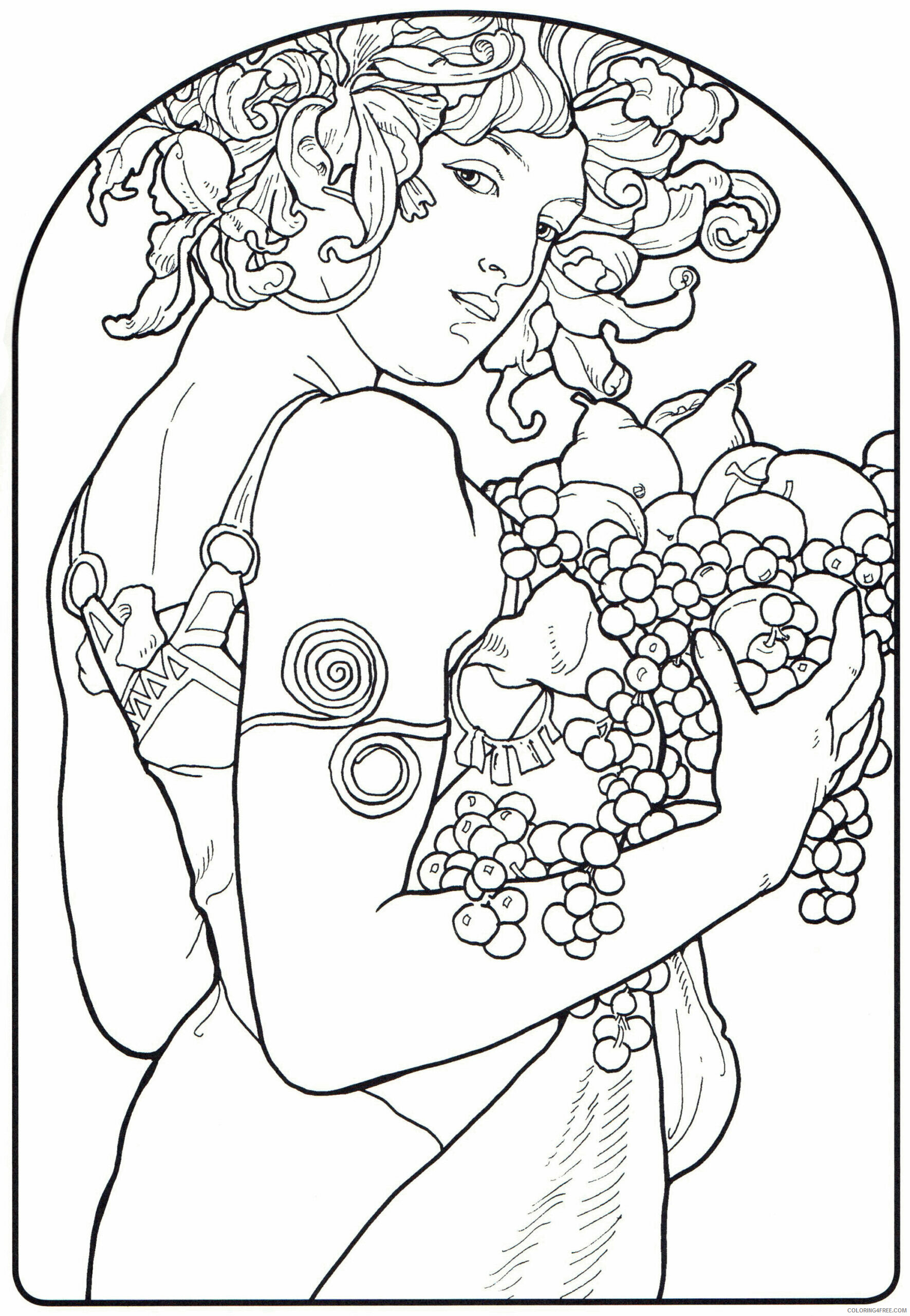 Art Nouveau Coloring Page Printable Sheets For Art Students 2021 a 3128 Coloring4free