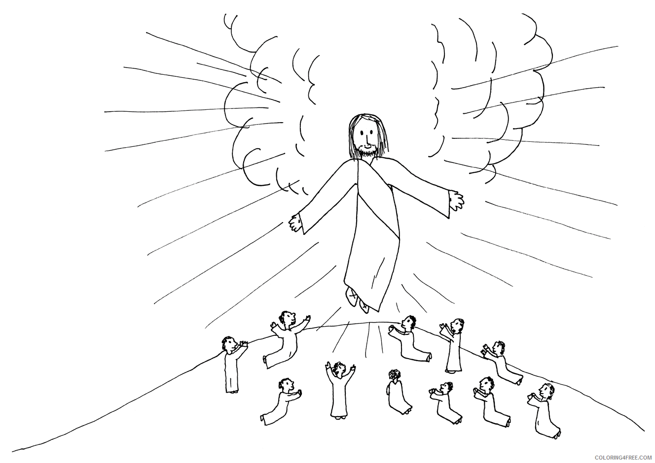 Ascension Coloring Page Printable Sheets Jesus Ascension For Children Related 2021 a 3323 Coloring4free