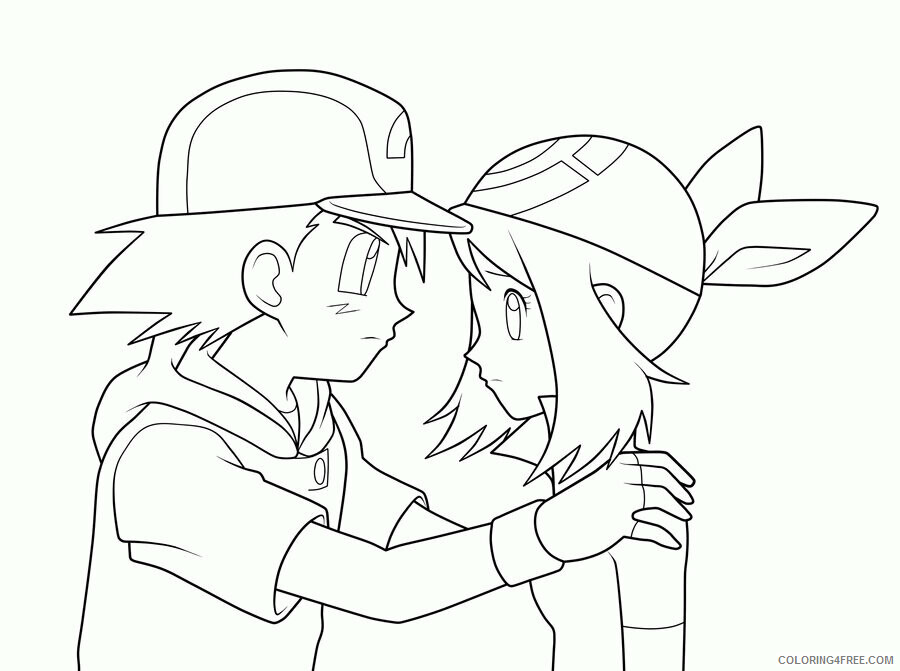 Ash From Pokemon Printable Sheets Ash and May Lineart by 2021 a 3333 Coloring4free