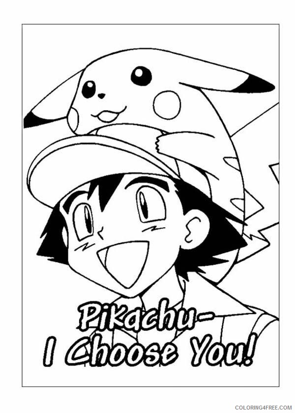 Ash Ketchum Coloring Page Printable Sheets Ash Ketchum And His Pikachu 2021 a 3352 Coloring4free