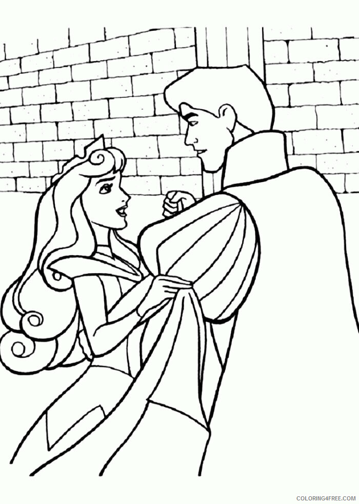Aurora Coloring Page Printable Sheets The Prince Proposing Aurora Sleeping 2021 a 3605 Coloring4free