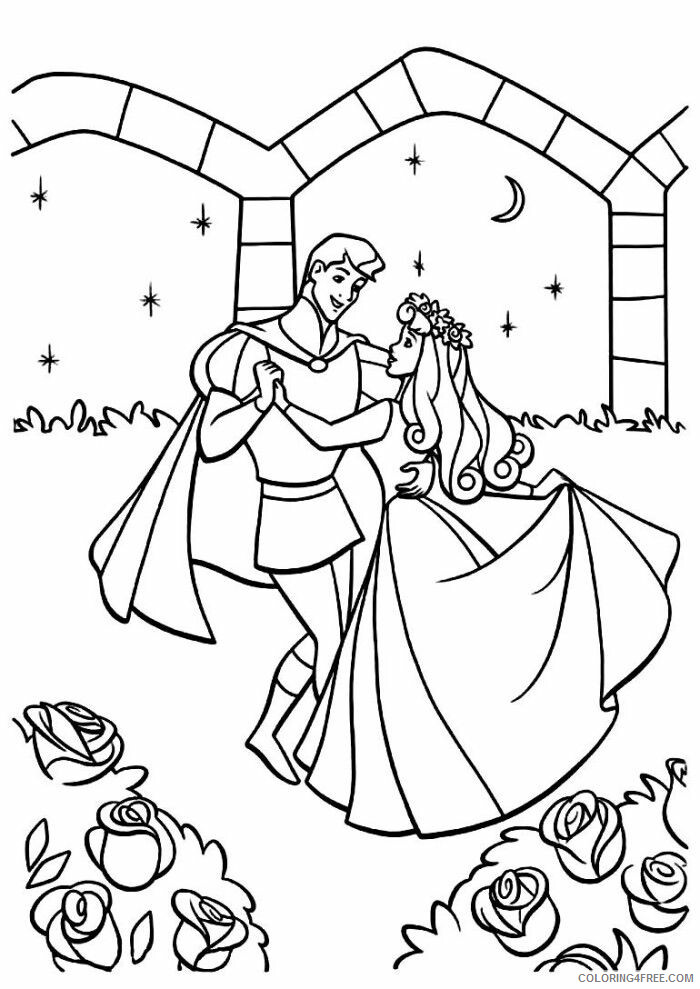Aurora Coloring Page Printable Sheets The Prince Proposing Aurora Sleeping 2021 a 3606 Coloring4free