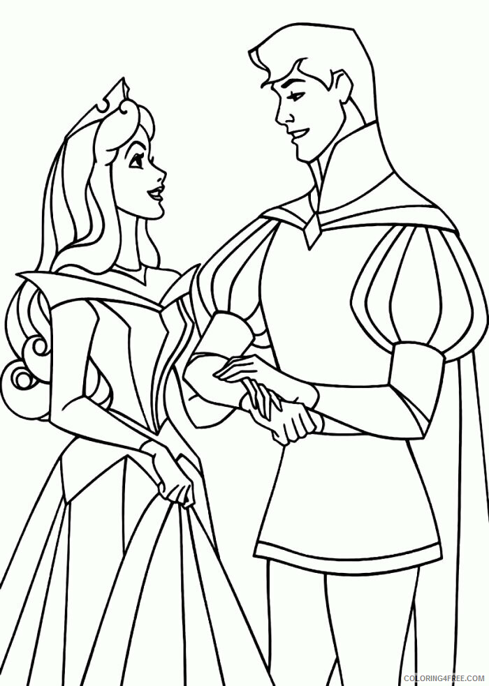 Aurora Coloring Page Printable Sheets The Prince Proposing Aurora Sleeping 2021 a 3607 Coloring4free