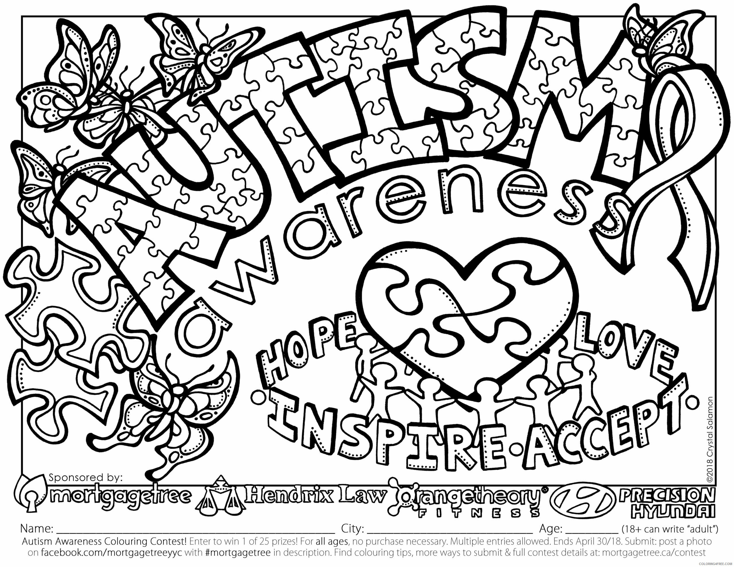 Autism Awareness Coloring Pages Printable Sheets Amazing Autism Awareness 2021 a 3681 Coloring4free