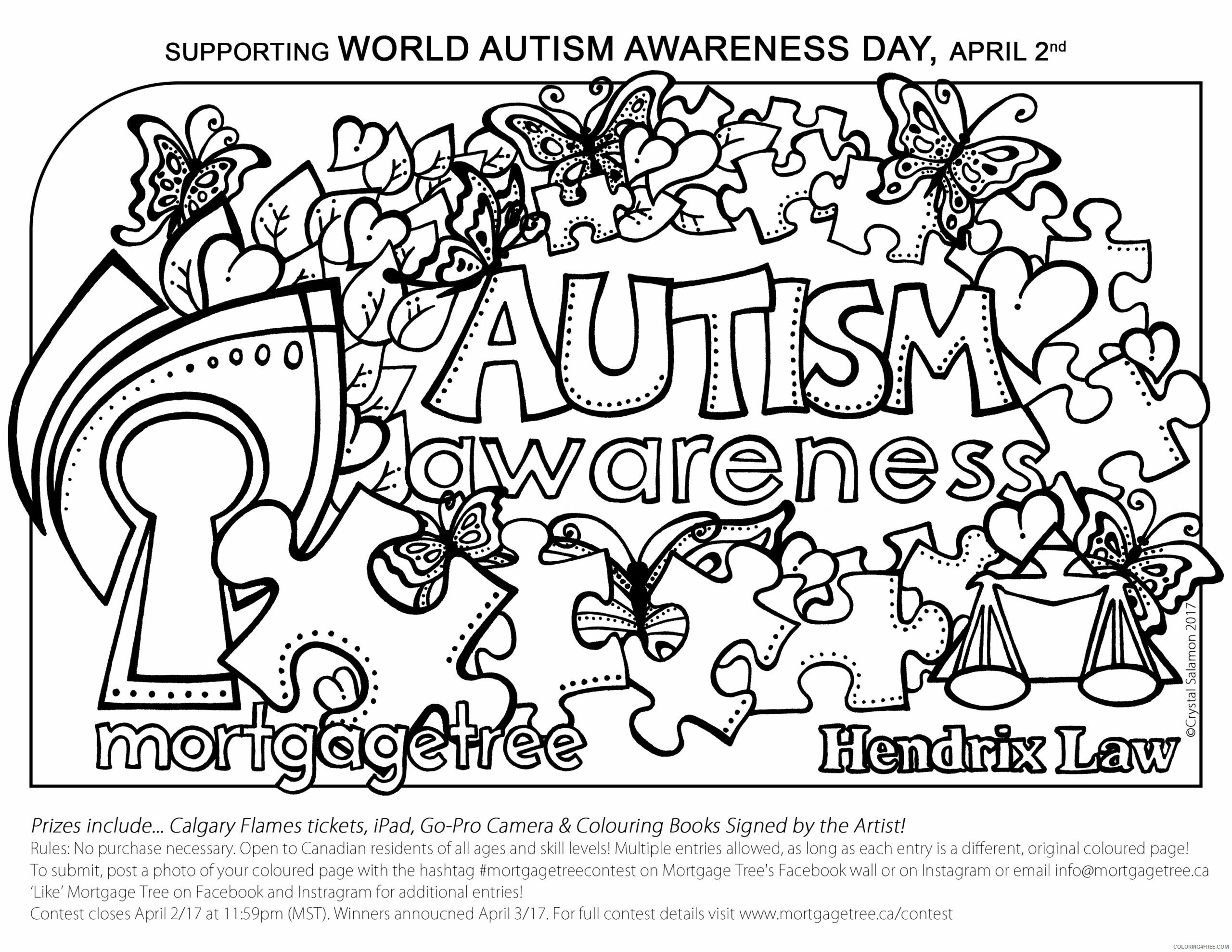 Autism Awareness Coloring Pages Printable Sheets Colouring Contest Mortgage 2021 a 3684 Coloring4free