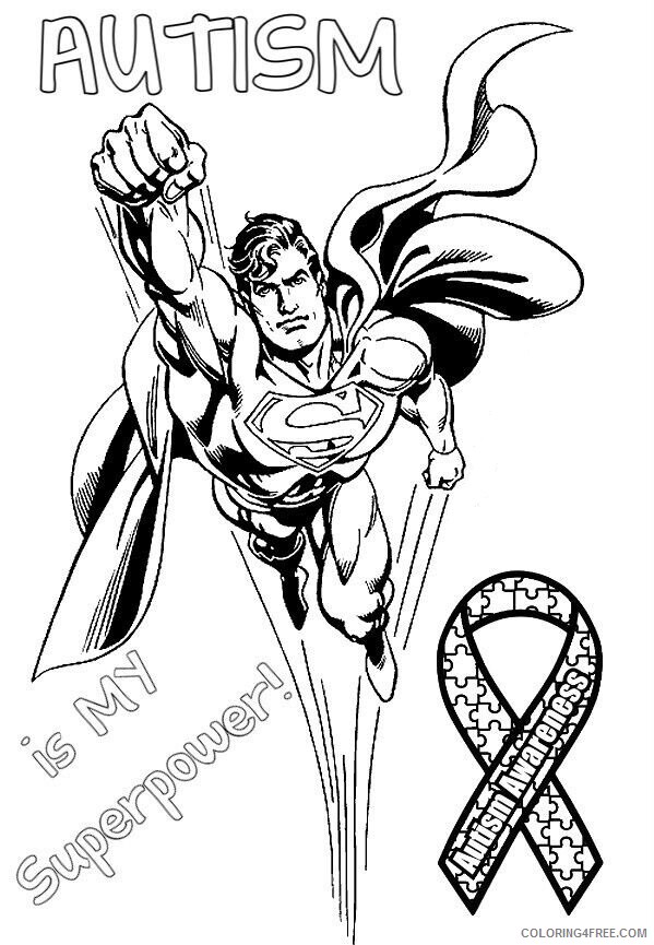 Autism Ribbon Coloring Page Printable Sheets autism awareness Free 2021 a 3714 Coloring4free