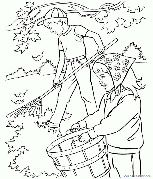 Autumn Colouring Pages for Children Printable Sheets Autumn fall The Boy Cleaning 2021 a Coloring4free