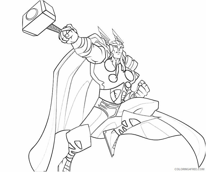 Avengers Coloring Pages Free Printable Sheets Printable Thor and 2021 a 4155 Coloring4free