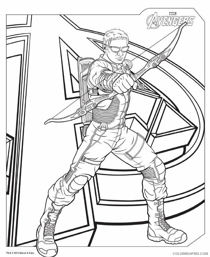 Avengers Coloring Pages to Print Printable Sheets Avengers Hawkeye Free 2021 a 4171 Coloring4free