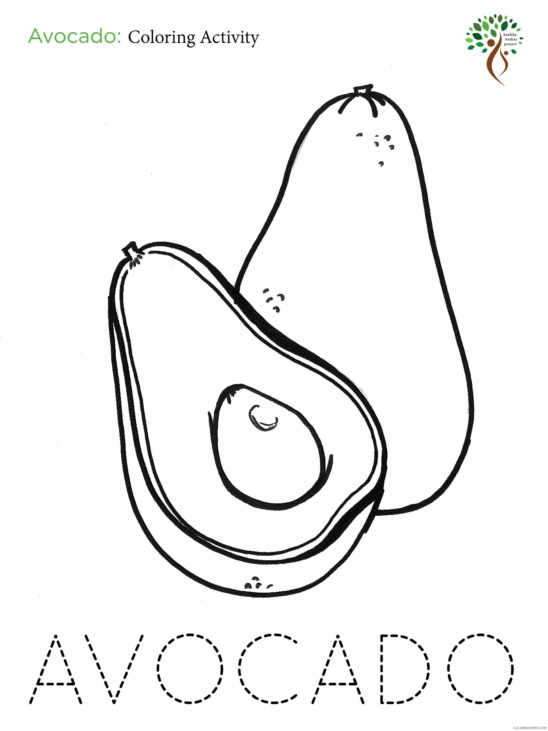 Avocado Coloring Pages Printable Sheets A Z Activities Healthy 2021 a 4203 Coloring4free