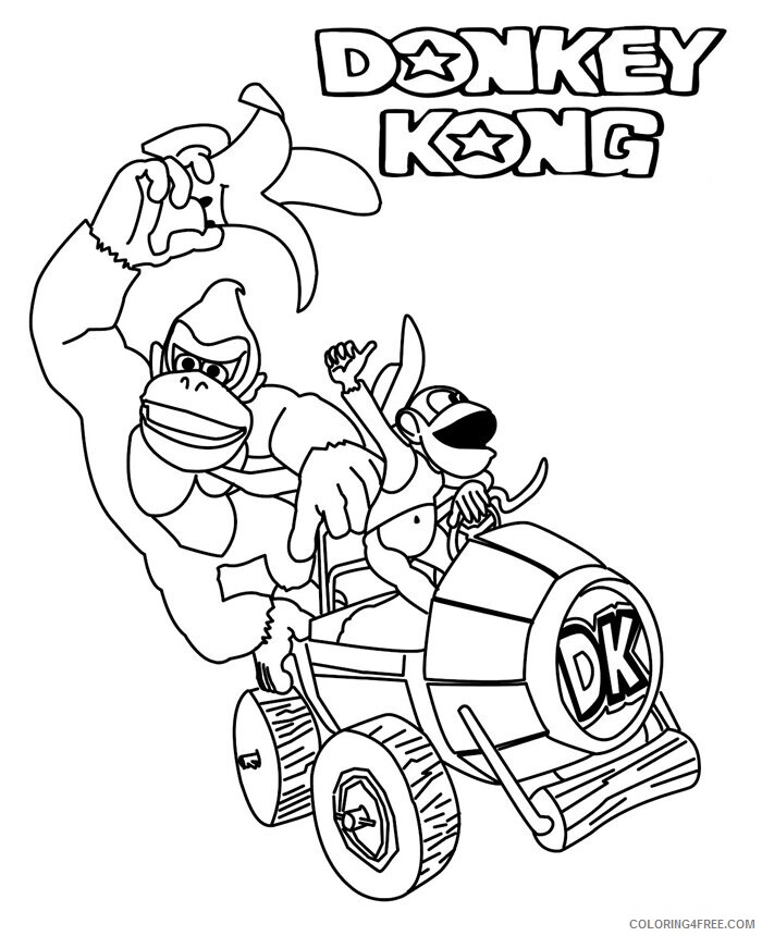 Awesome Coloring Pages Printable Sheets Donkey Kong Donkey and Diddy 2021 a 4249 Coloring4free