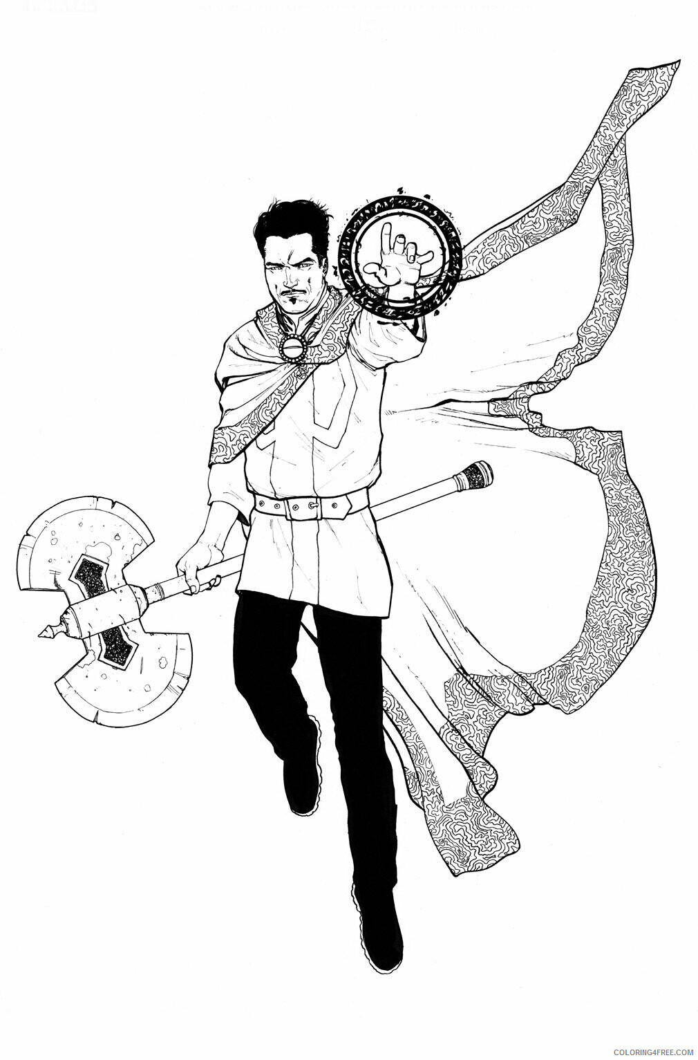 Axe Coloring Pages Printable Sheets Doctor Strange With Magic Axe 2021 a 4315 Coloring4free