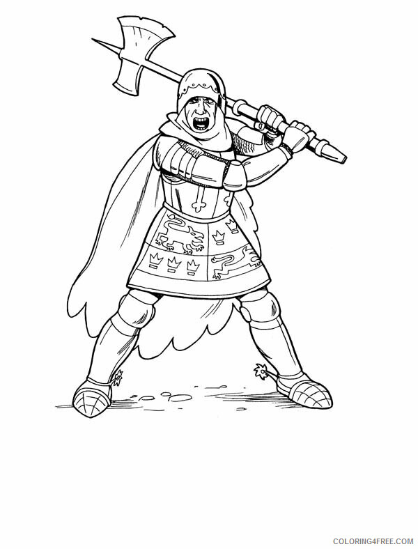 Axe Coloring Pages Printable Sheets Knight With Giant Axe Coloring 2021 a 4320 Coloring4free