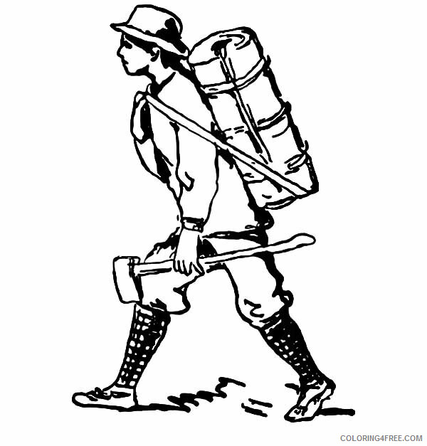 Axe Coloring Pages Printable Sheets Marching to Camping with Backpack 2021 a 4321 Coloring4free