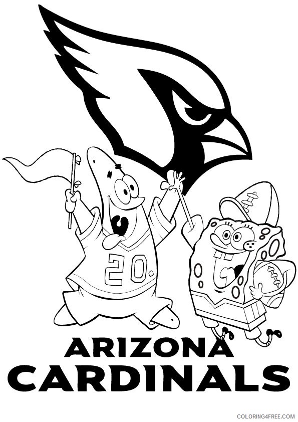 Az Cardinals Coloring Pages Printable Sheets NFL Arizona Cardinals SPongeBob 2021 a Coloring4free