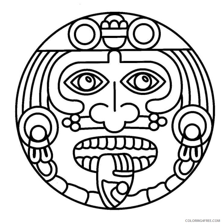 Aztec Calendar Coloring Page Printable Sheets Aztec pattern Symbols jpg 2021 a 4571 Coloring4free