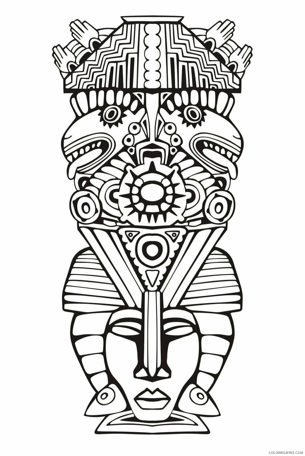 Aztecs Coloring Pages Printable Sheets Print adult totem inspiration inca 2021 a 4591 Coloring4free